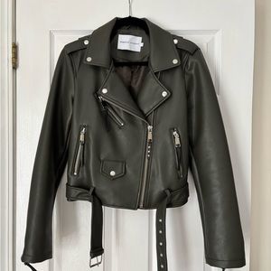 Rebecca Minkoff Green Faux Leather Biker Jacket